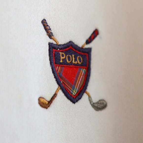Vintage Polo Ralph Lauren Sweatshirt Vest XXL White V-Neck Golf Crest Preppy - Picture 6 of 15